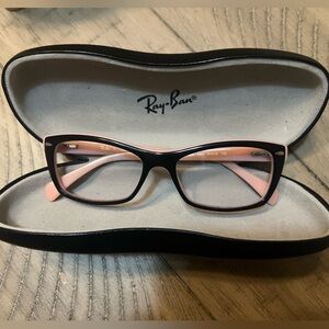 Stylish Rayban eyeglass color combination on of pink and black. 51x16 135.